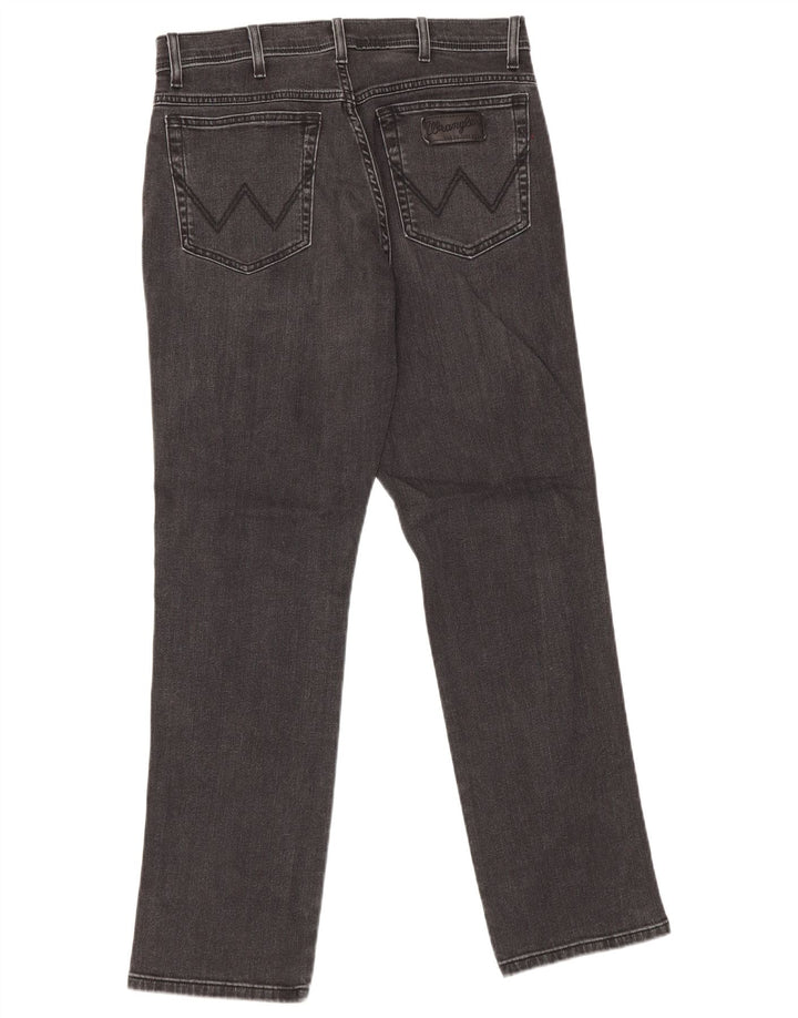 Wrangler Masculino Texas Stretch Straight Jeans W34 L32 Algodão Preto