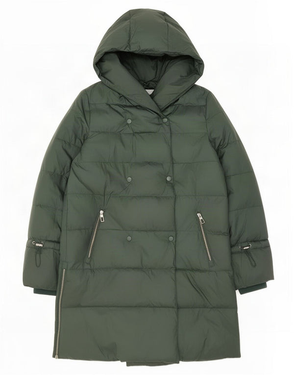 Zara Womens Hooded Oversized acolchoado casaco UK 10 pequeno verde poliamida