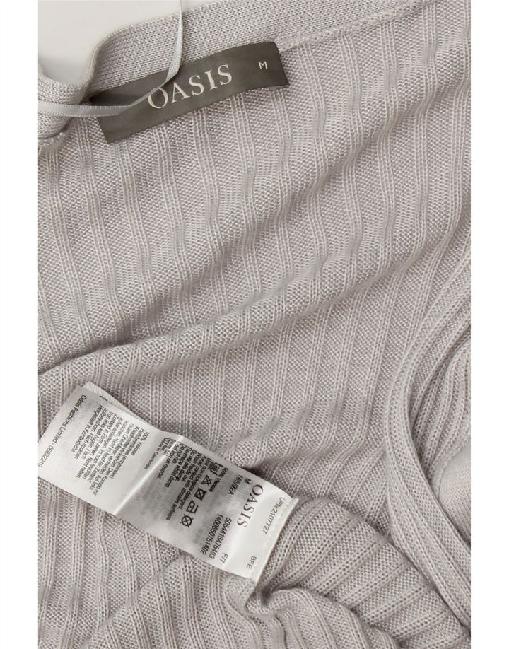 Suéter feminino Oasis Longline aberto com cardigan Reino Unido 14 viscose cinza médio