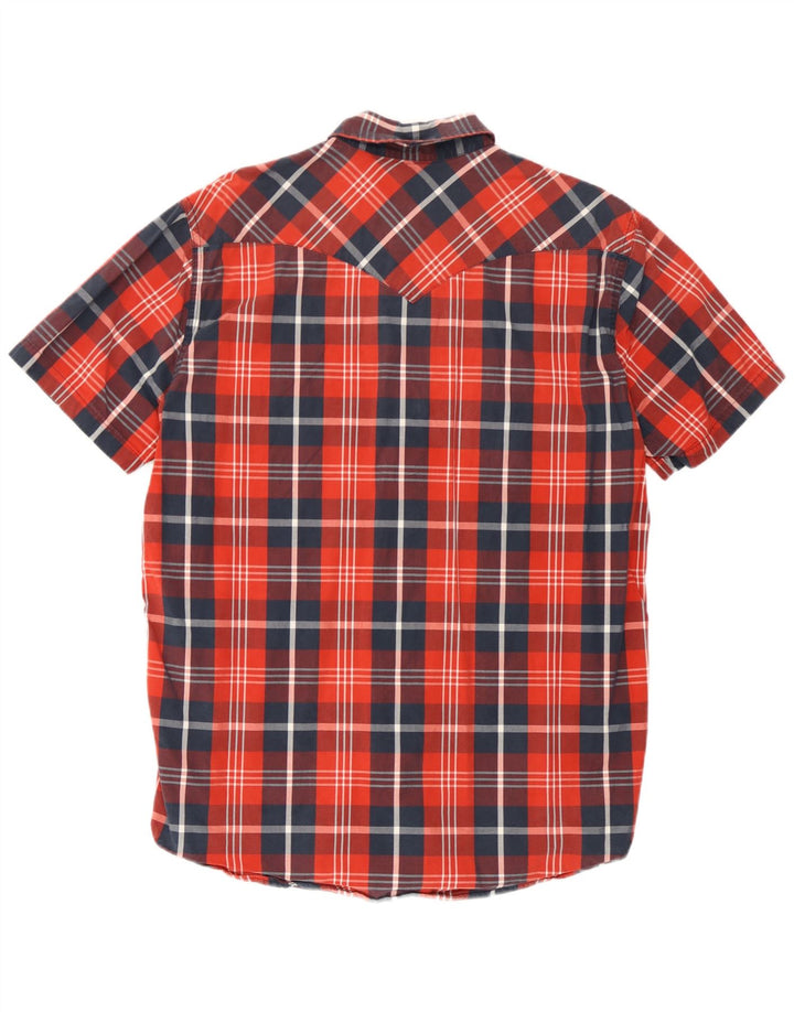 Camisa masculina de manga curta Levi's grande algodão xadrez vermelho