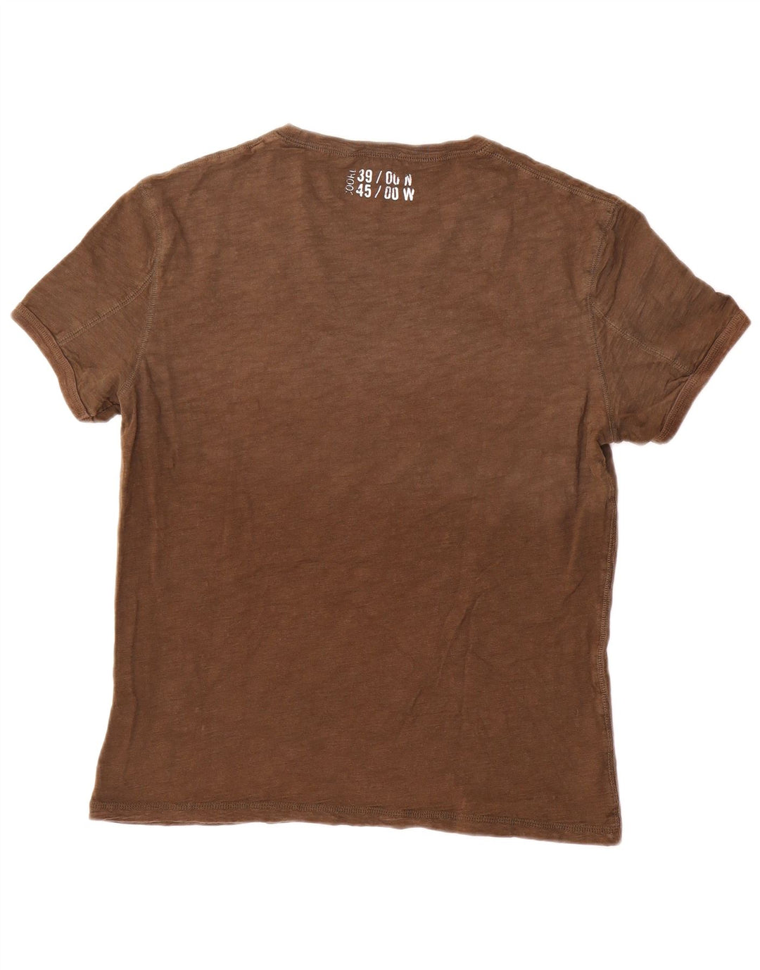 Camiseta masculina gráfica Gas Top de algodão marrom médio