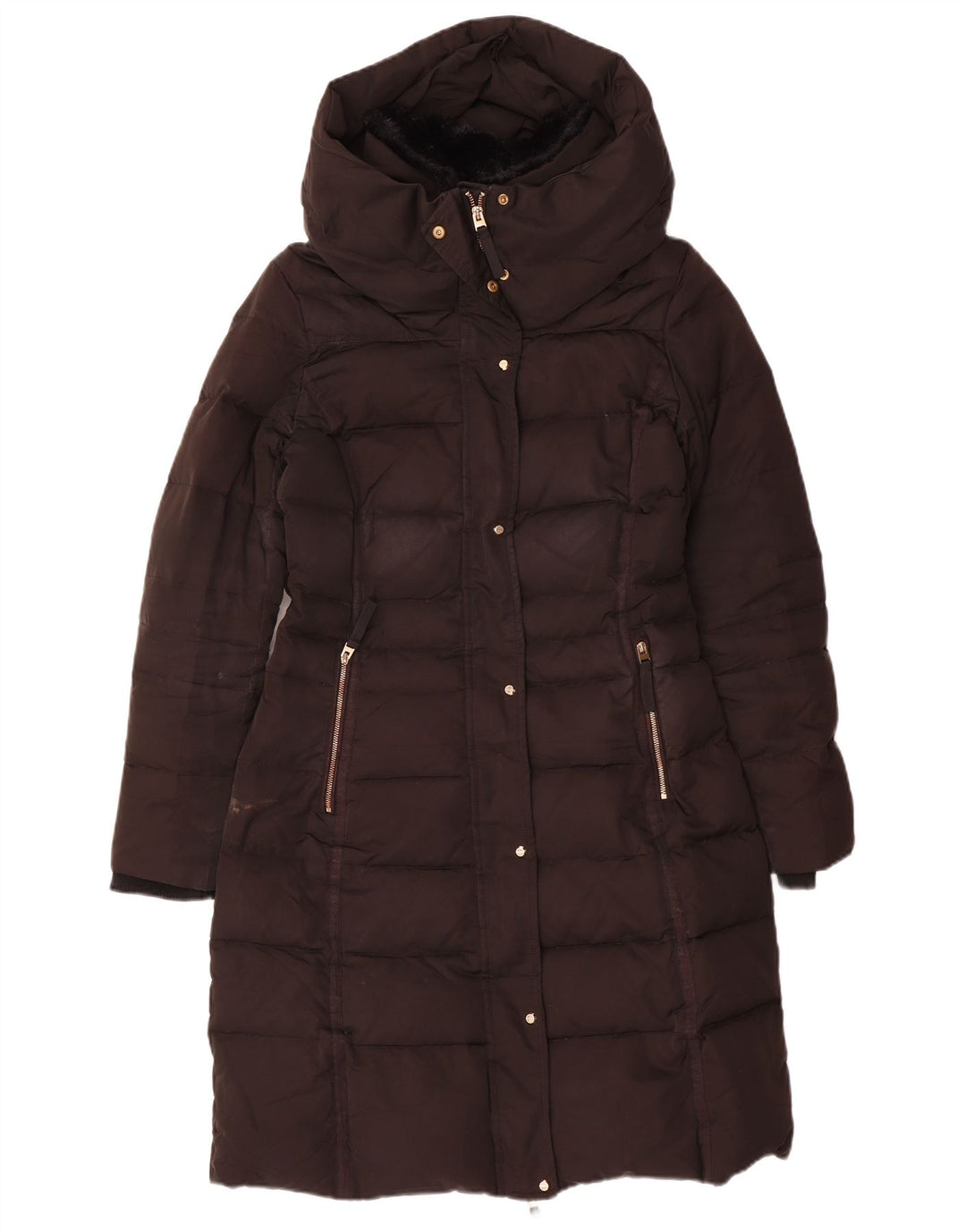 Jaqueta acolchoada com capuz feminina Zara UK 10 poliéster preto pequeno