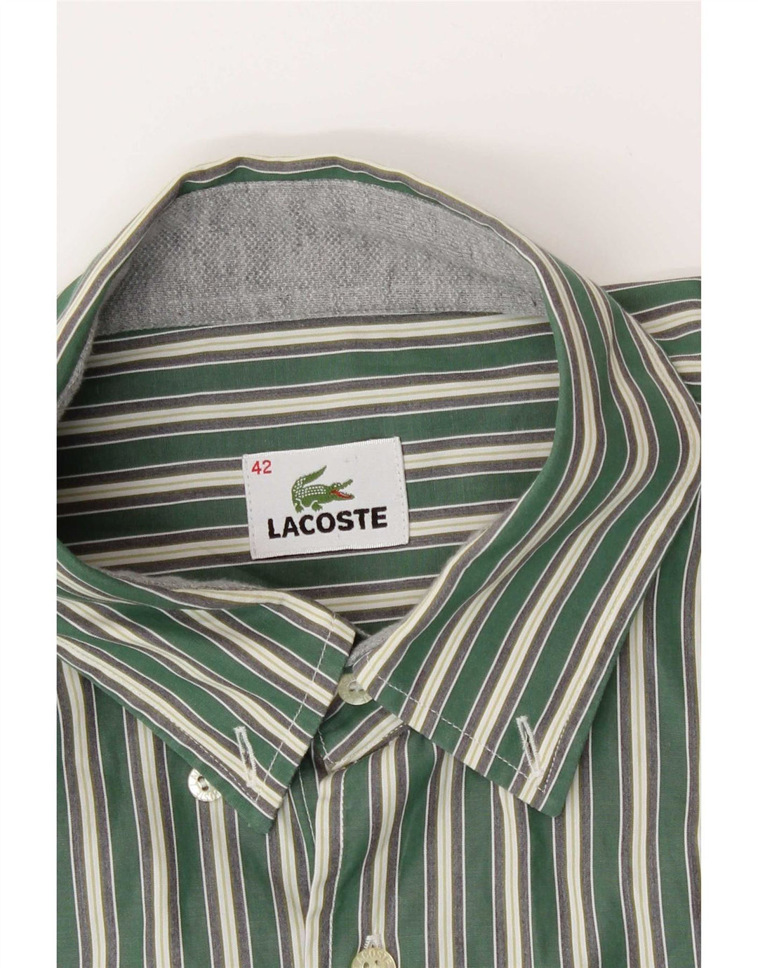 Camisa masculina Lacoste tamanho 42 listrado verde grande