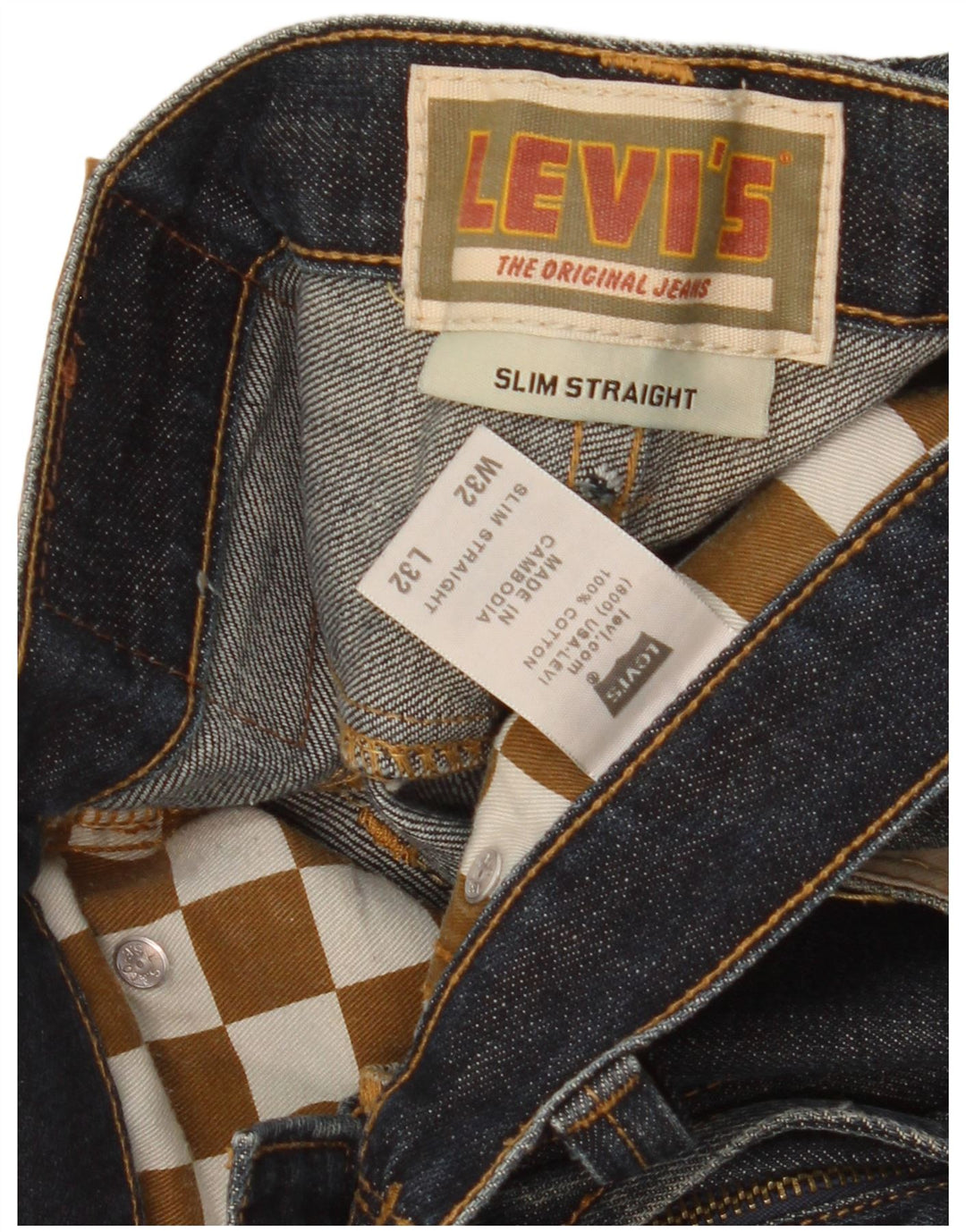 Jeans Levi's Slim Straight Masculino W32 L32 Azul Marinho Algodão