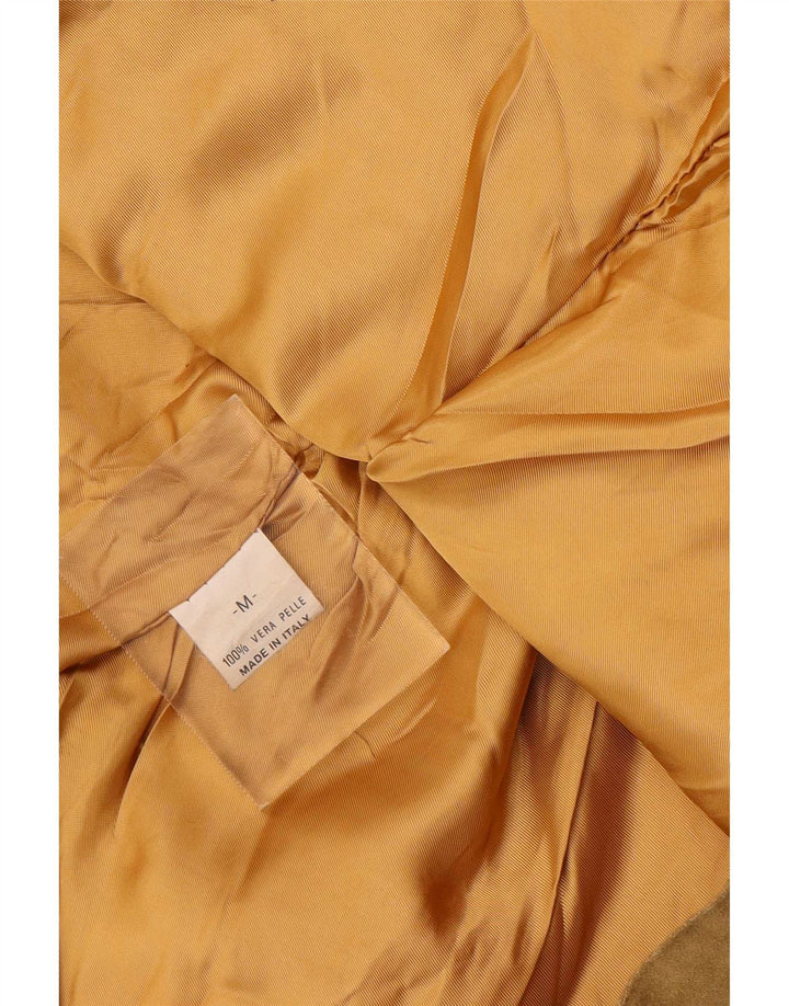 Jaqueta blazer feminina vintage de camurça com 2 botões Reino Unido 14 couro bege médio