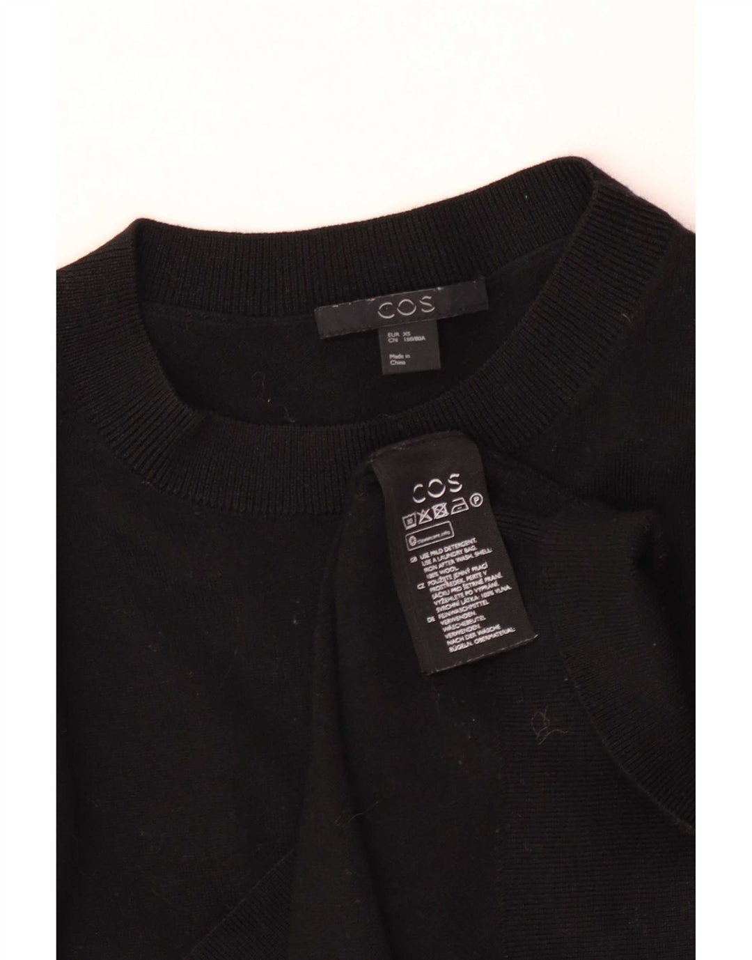 Suéter feminino Cos com gola redonda UK 6 XS lã preta