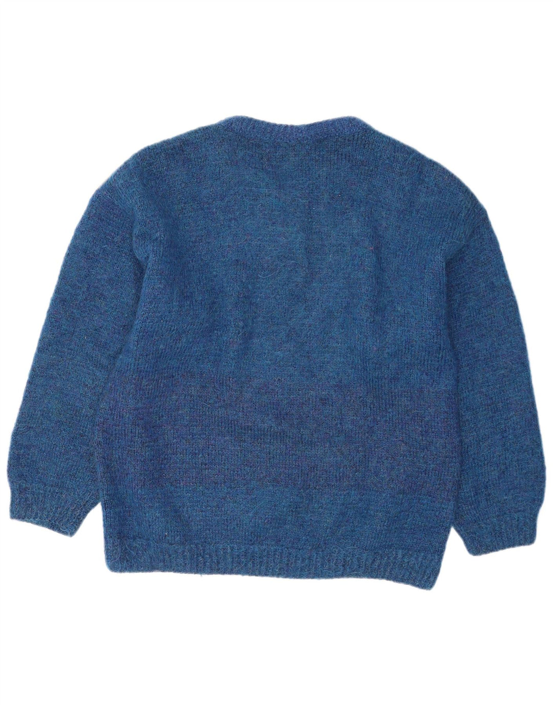 Suéter vintage masculino com gola redonda grande listrado azul