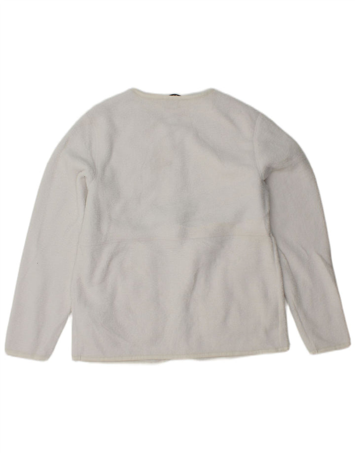 Jaqueta de lã feminina MARKS & SPENCER UK 10 poliéster branco pequeno