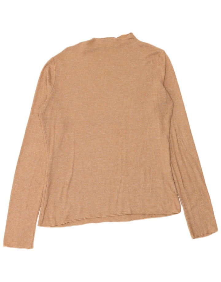 Top feminino Zara manga comprida UK 16 grande bege