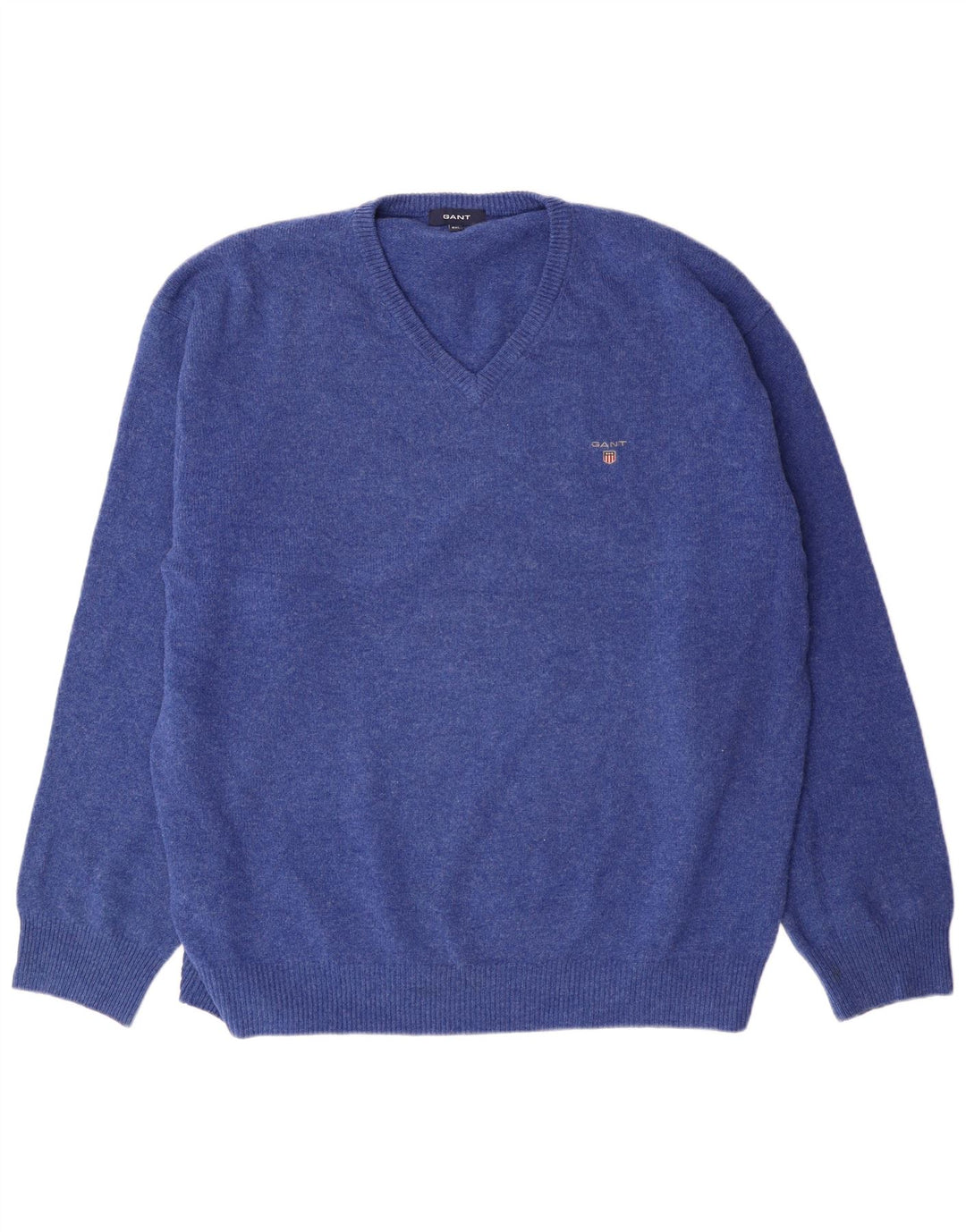 Gant Mens V-Neck Jumper Sweater 3XL Blue Lambswool Classic