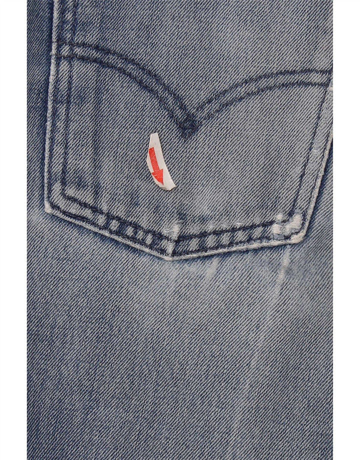 Calça jeans reta feminina Levi's desgastada W28 L32 algodão azul