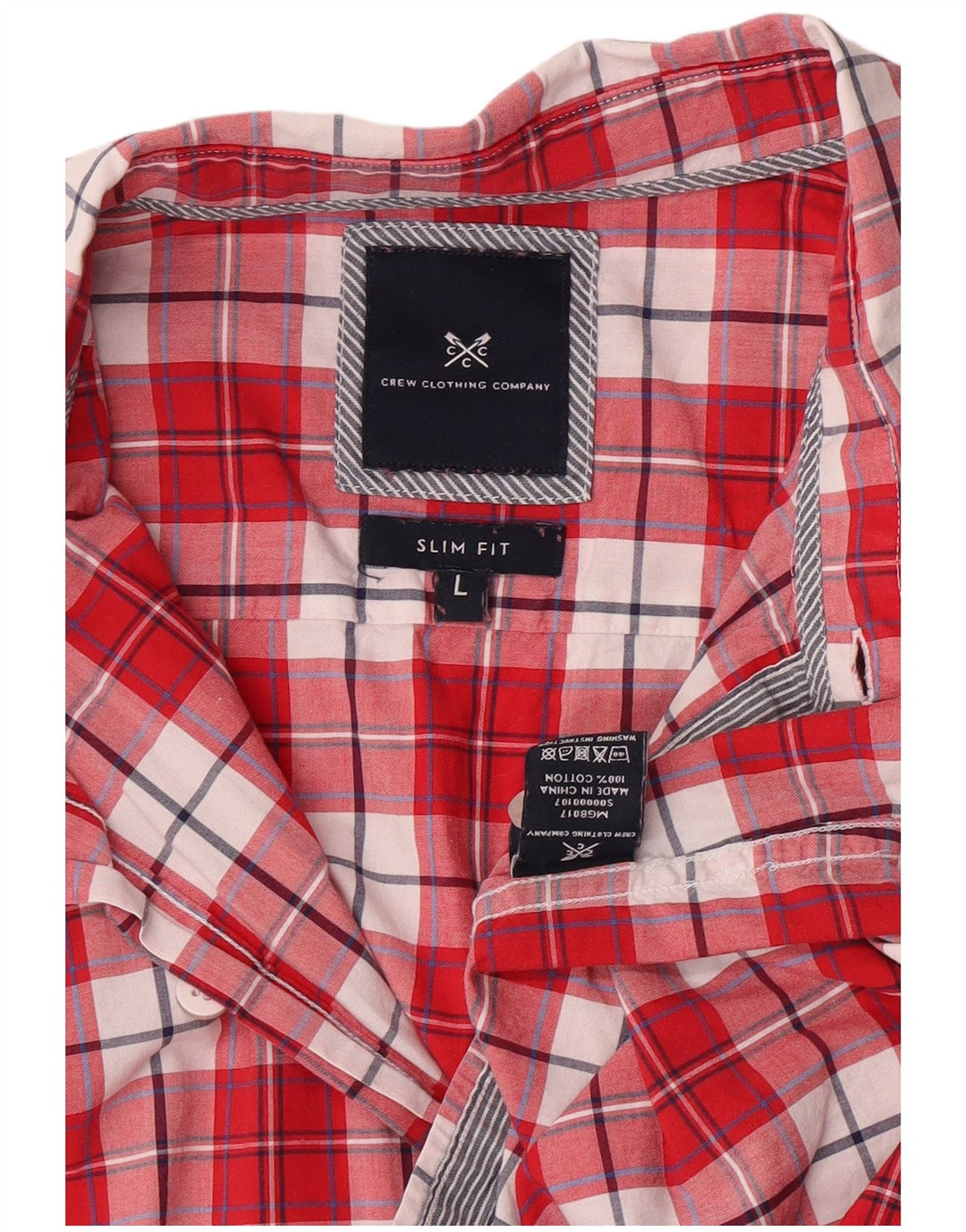 Crew Clothing Mens Camisa Slim Fit Grande Algodão Xadrez Vermelho