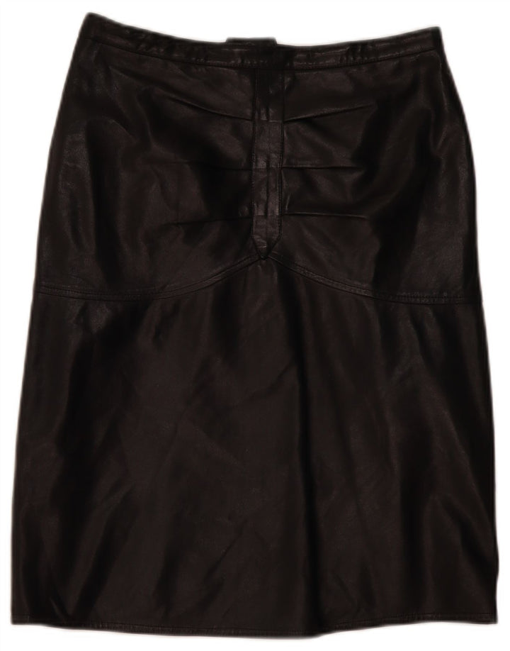 Saia de couro feminina vintage IT 46 grande W32 preta