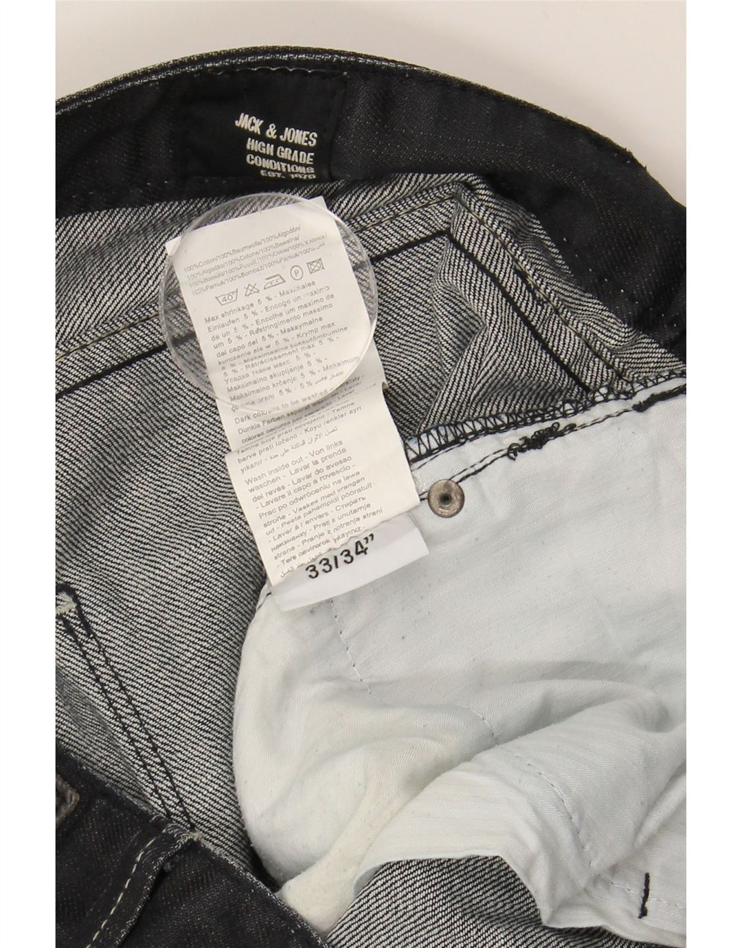 Jeans retos masculinos JACK & JONES W33 L28 algodão preto