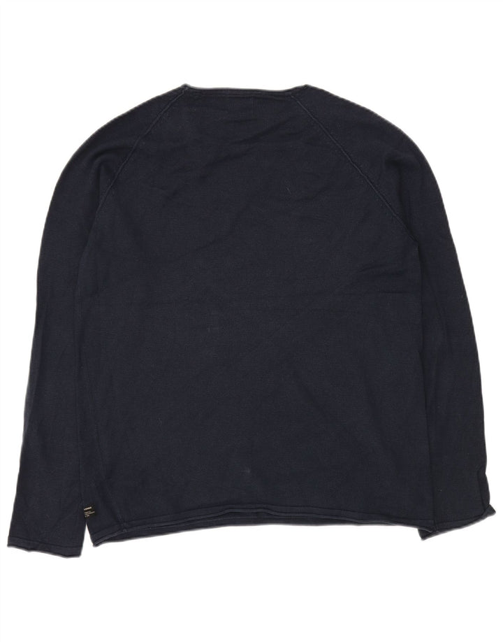 Suéter masculino JACK & JONES com gola redonda, algodão azul marinho médio