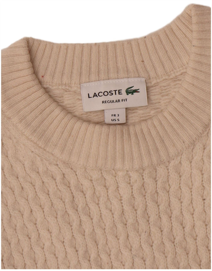 Suéter masculino Lacoste Regular Fit com gola redonda tamanho 3 pequeno off white