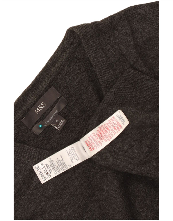 Suéter masculino Marks & Spencer com decote em V XL cinza acrílico