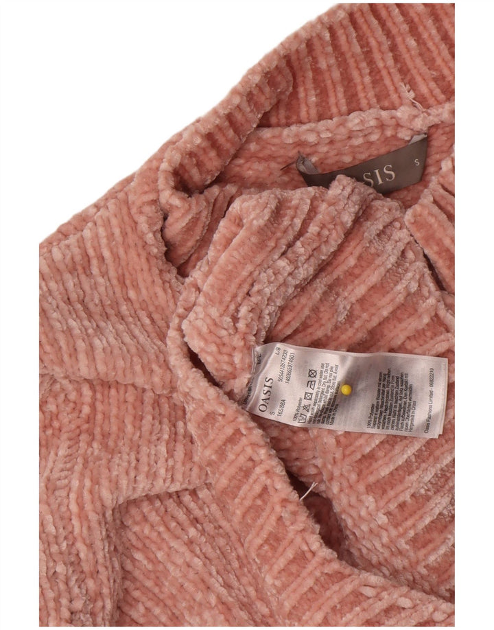 Suéter feminino Oasis com gola tartaruga e gola em poliéster pequeno rosa UK 10
