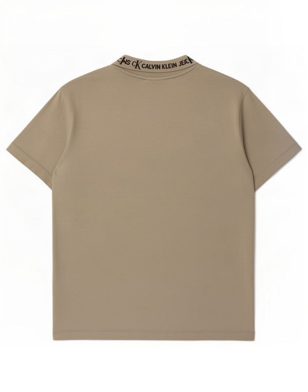 Calvin Klein Jeans Mens Graphic T-Shirt Top Large Khaki Cotton