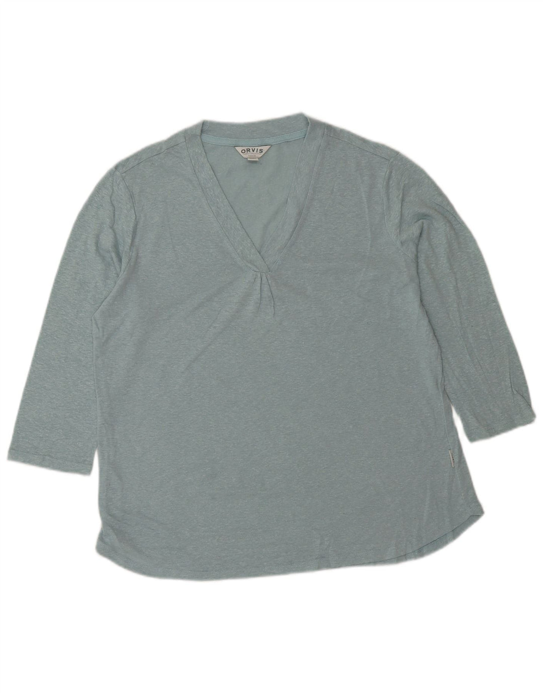 ORVIS Top feminino oversized manga 3/4 Reino Unido 10 pequeno azul