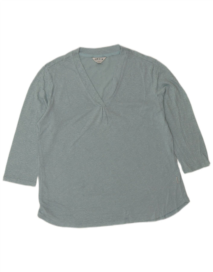 ORVIS Top feminino oversized manga 3/4 Reino Unido 10 pequeno azul
