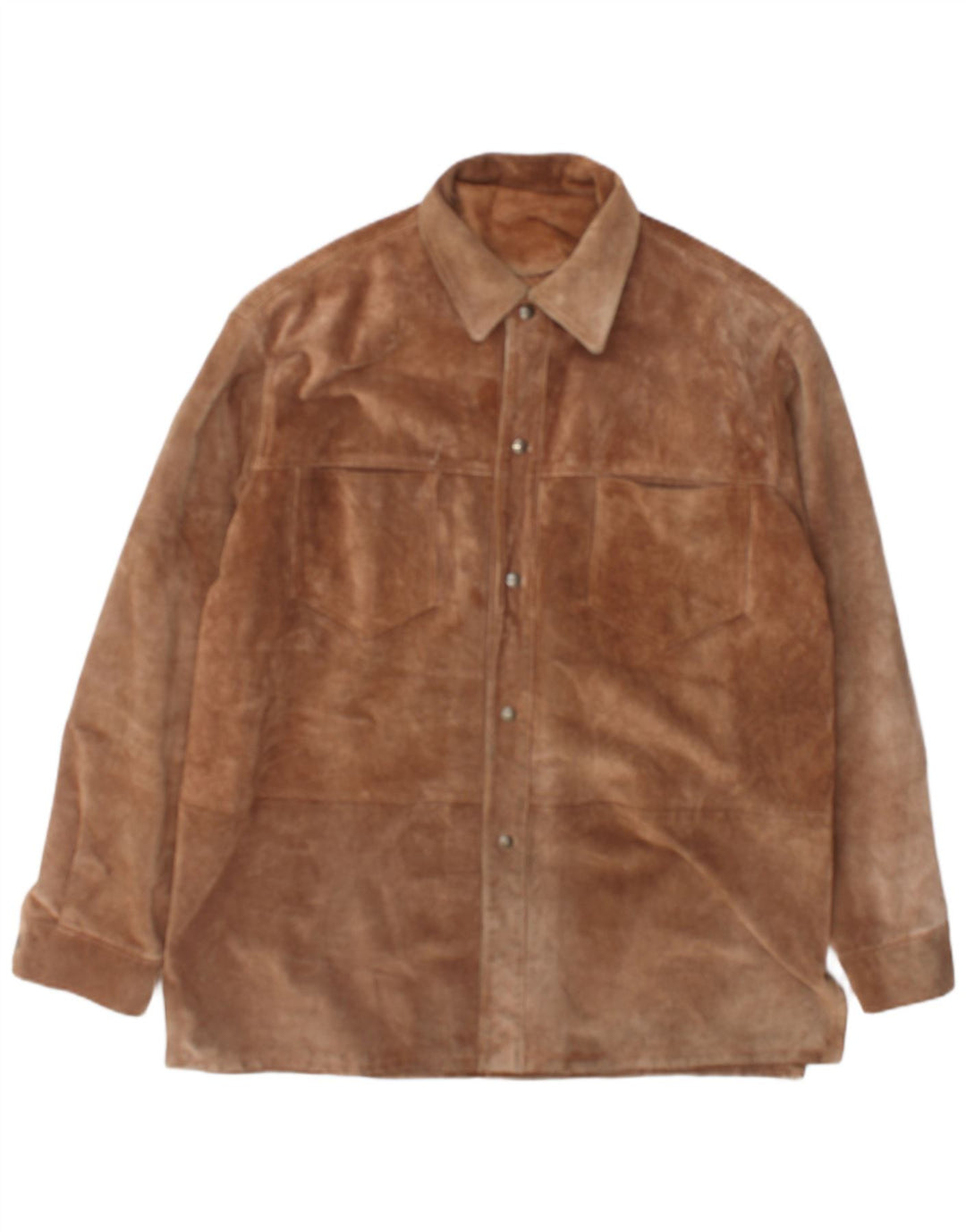 Camisa masculina vintage de camurça IT 52 grande couro marrom