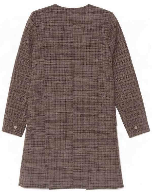Jaqueta blazer feminina longa vintage aberta Reino Unido 14 xadrez cinza médio