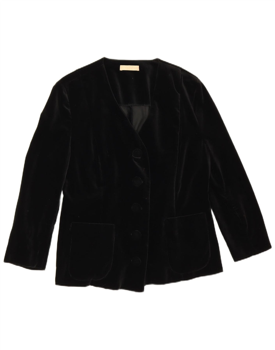 Jaqueta blazer feminina vintage manga 3/4 5 botões Reino Unido 14 médio preto
