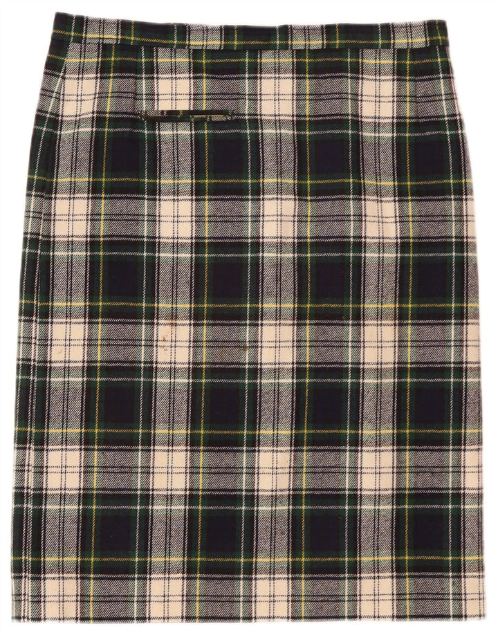 Saia reta feminina VINTAGE W36 XL xadrez azul marinho