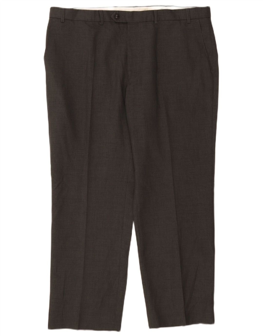 Calça masculina de terno reto Marks & Spencer W40 L29 poliéster cinza