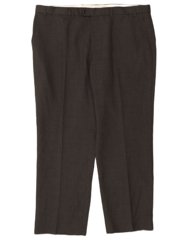 Calça masculina de terno reto Marks & Spencer W40 L29 poliéster cinza