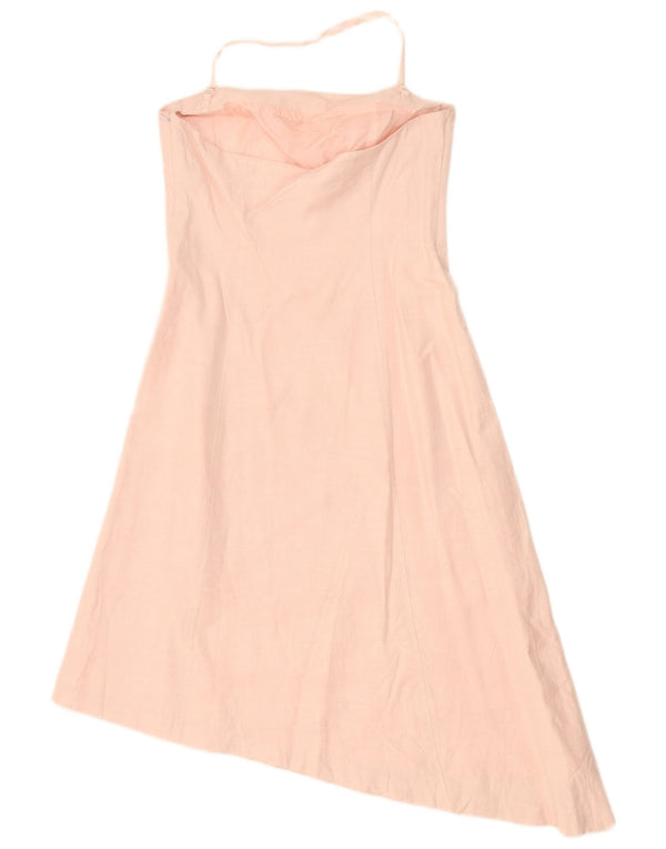 Vestido feminino assimétrico Oasis UK 12 viscose floral rosa médio