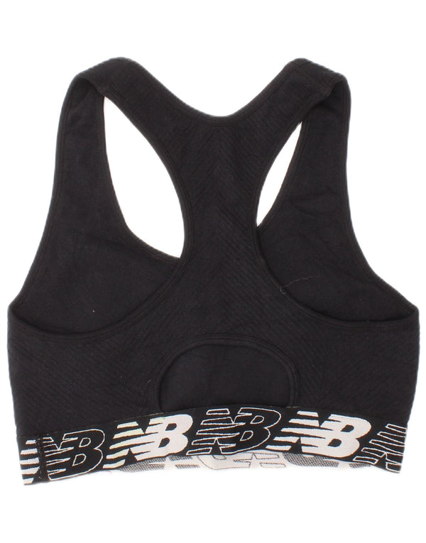 New Balance Womens Graphic Sport Bra Vest Top XL Black Striped Nylon Sports