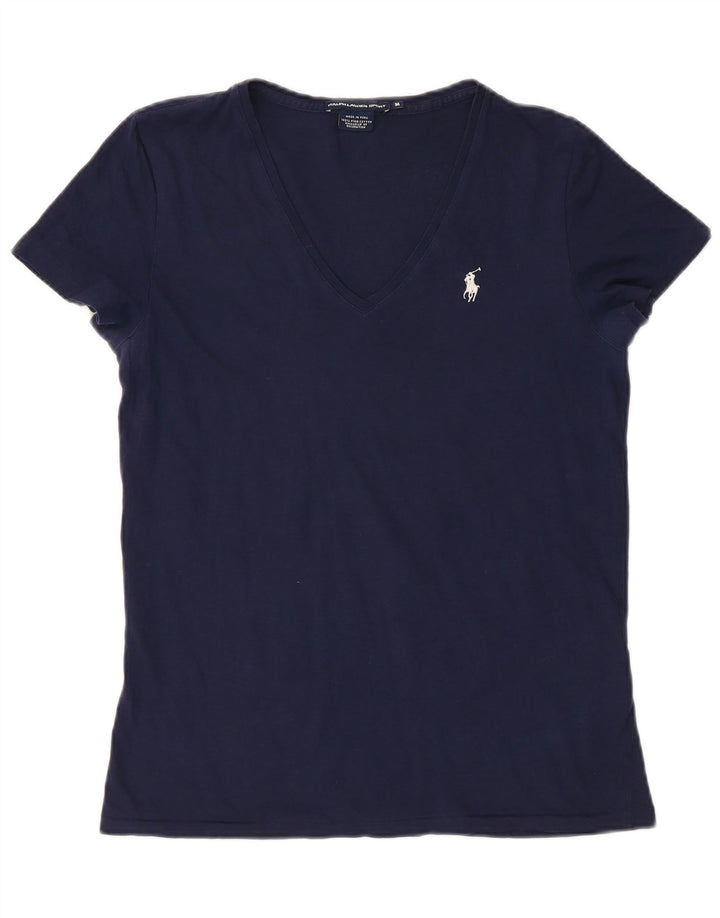 Camiseta feminina RALPH LAUREN Top UK 12 algodão azul marinho médio