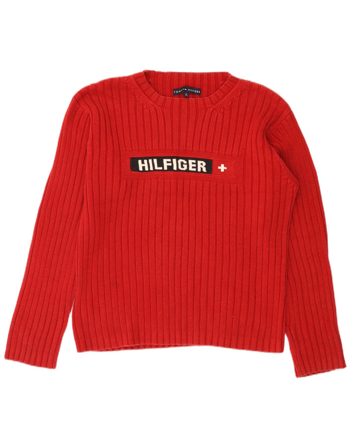 Suéter feminino TOMMY HILFIGER com gola redonda e gola redonda Reino Unido 14 médio vermelho