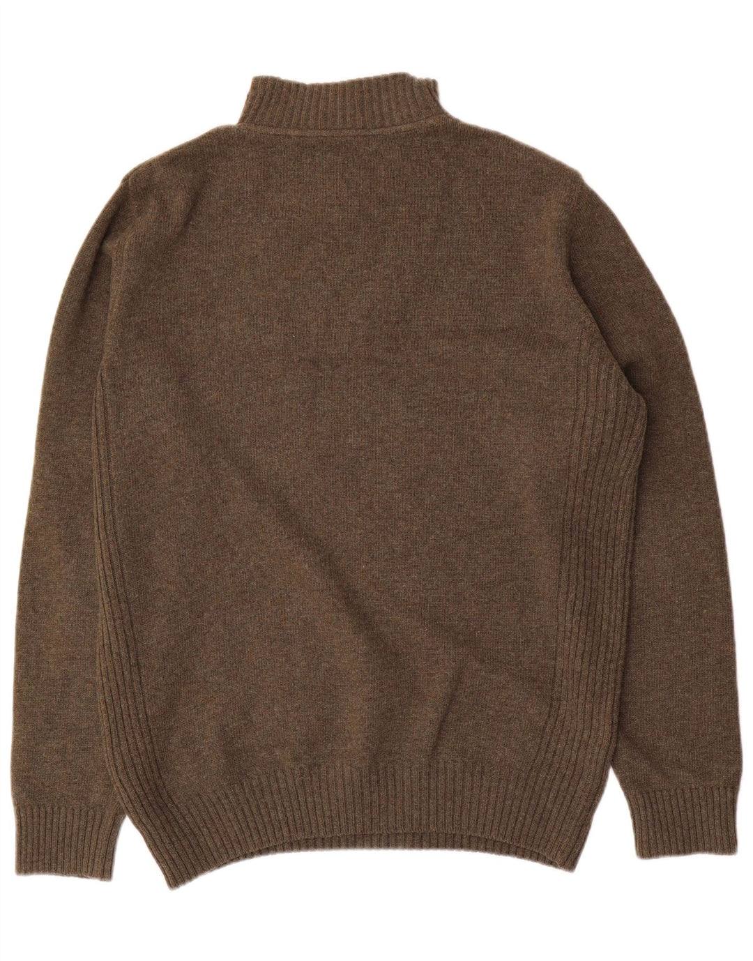 Suéter masculino Barbour com zíper e gola grande de lã cáqui