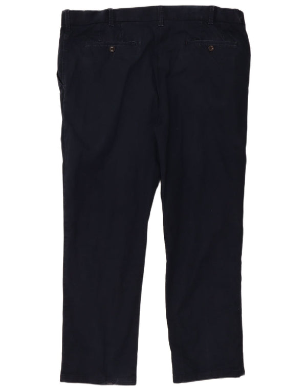 Calça chino reta masculina Marks & Spencer W42 L31 algodão azul marinho