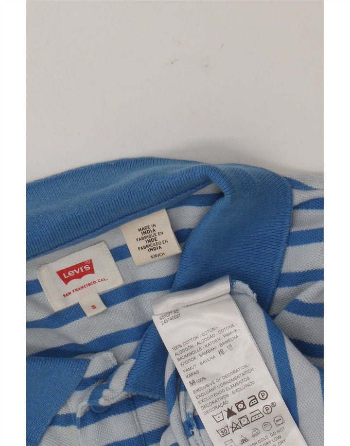 Camisa polo masculina Levi's pequena listrada azul de algodão