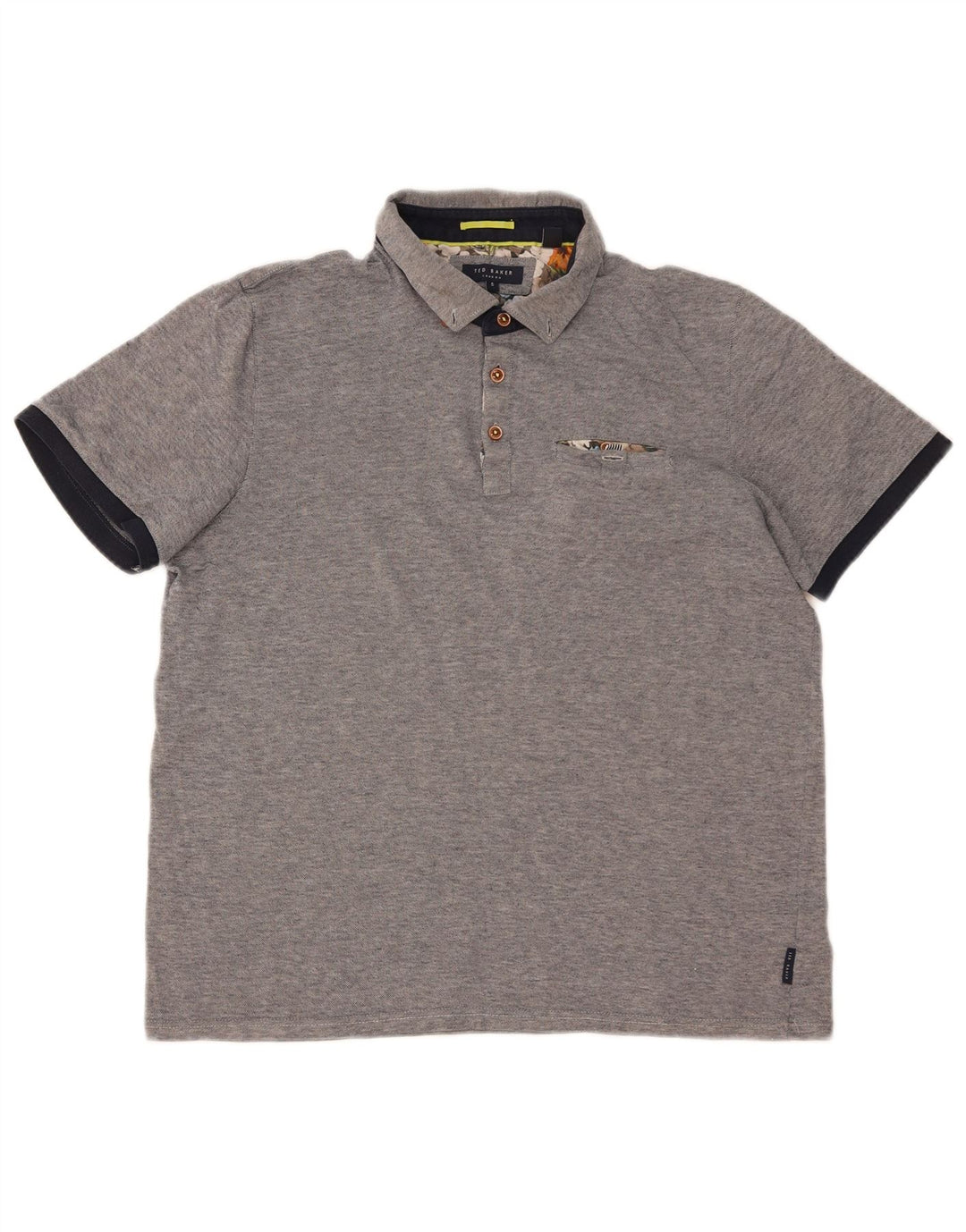 Camisa polo masculina TED BAKER tamanho 5 XL algodão cinza