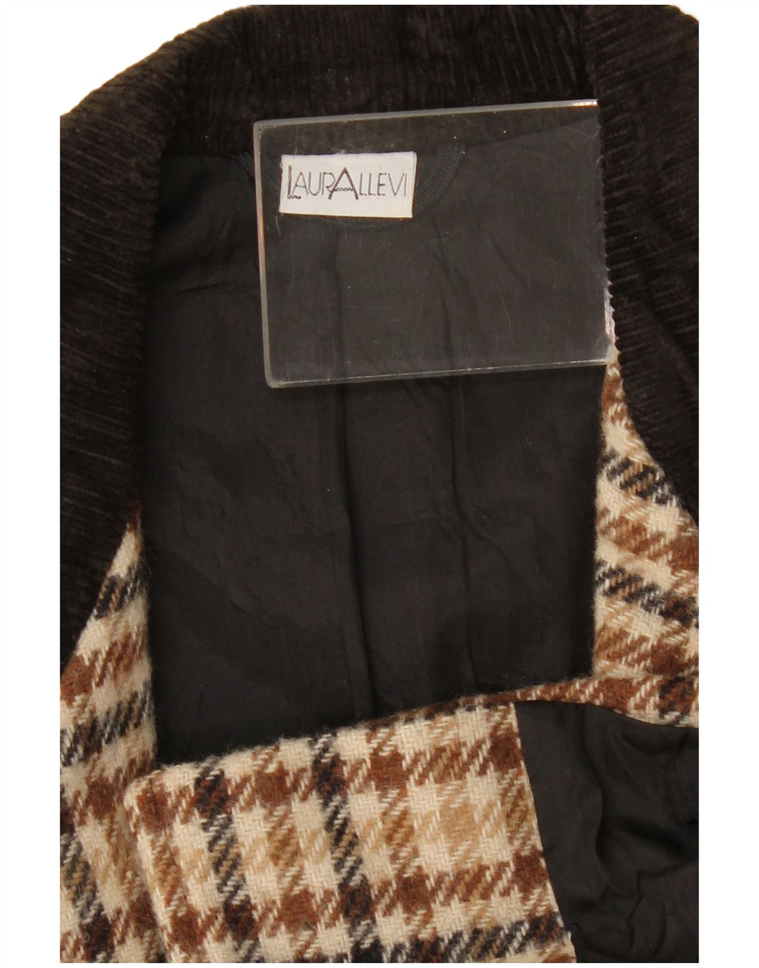Jaqueta blazer vintage feminina com 2 botões Reino Unido 14 Houndstooth bege médio