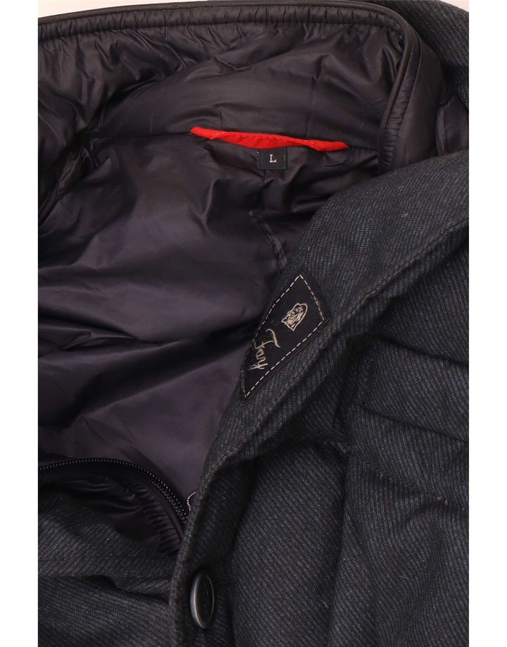 Jaqueta masculina acolchoada com capuz Fay UK 40 grande azul marinho