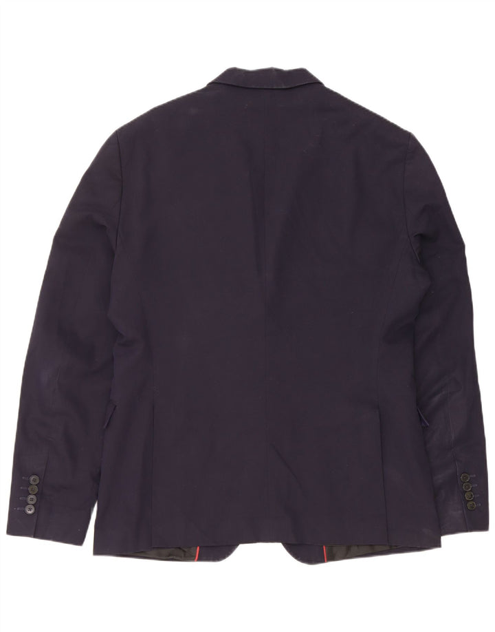 Jaqueta blazer masculina Zara com 2 botões EU 52 grande viscose azul marinho