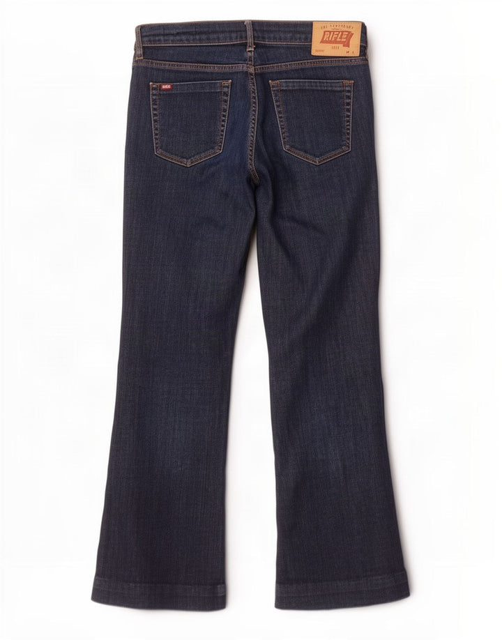 Rifle feminino queimado jeans W30 L29 algodão azul marinho