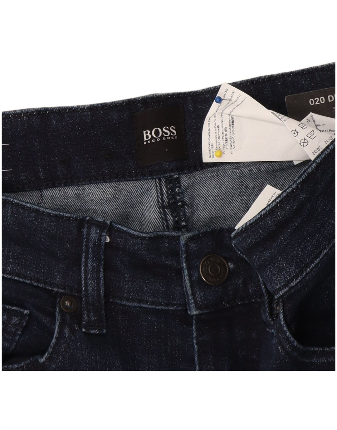 Hugo Boss Masculino Stretch Slim Jeans W30 L32 Azul Marinho Algodão