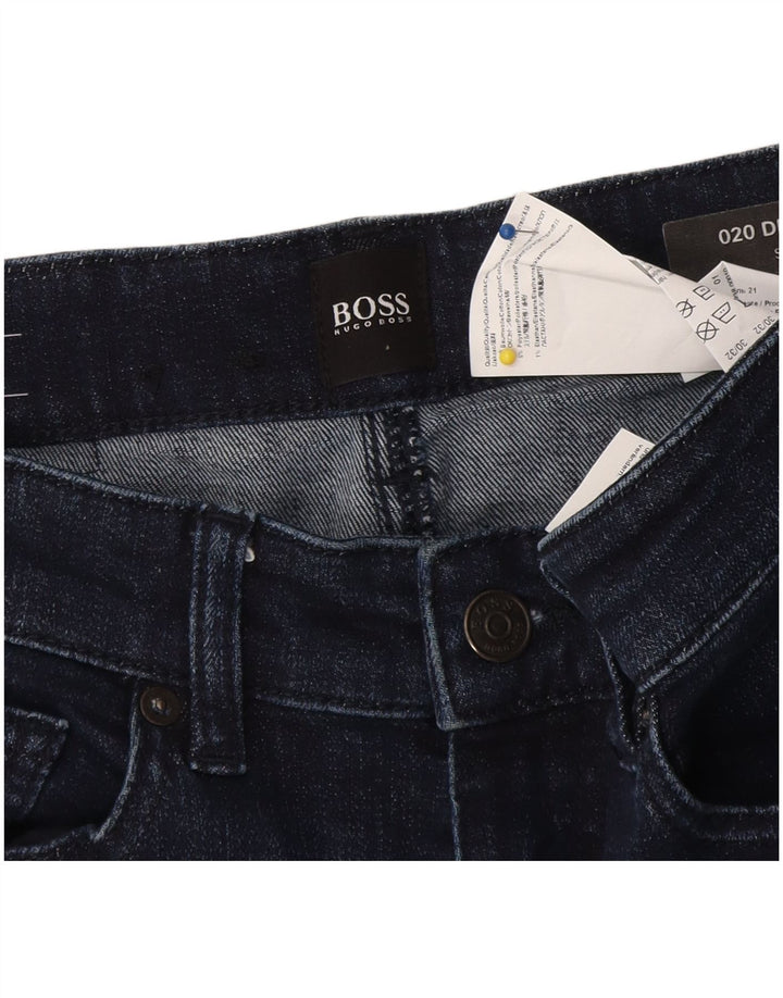 Hugo Boss Masculino Stretch Slim Jeans W30 L32 Azul Marinho Algodão