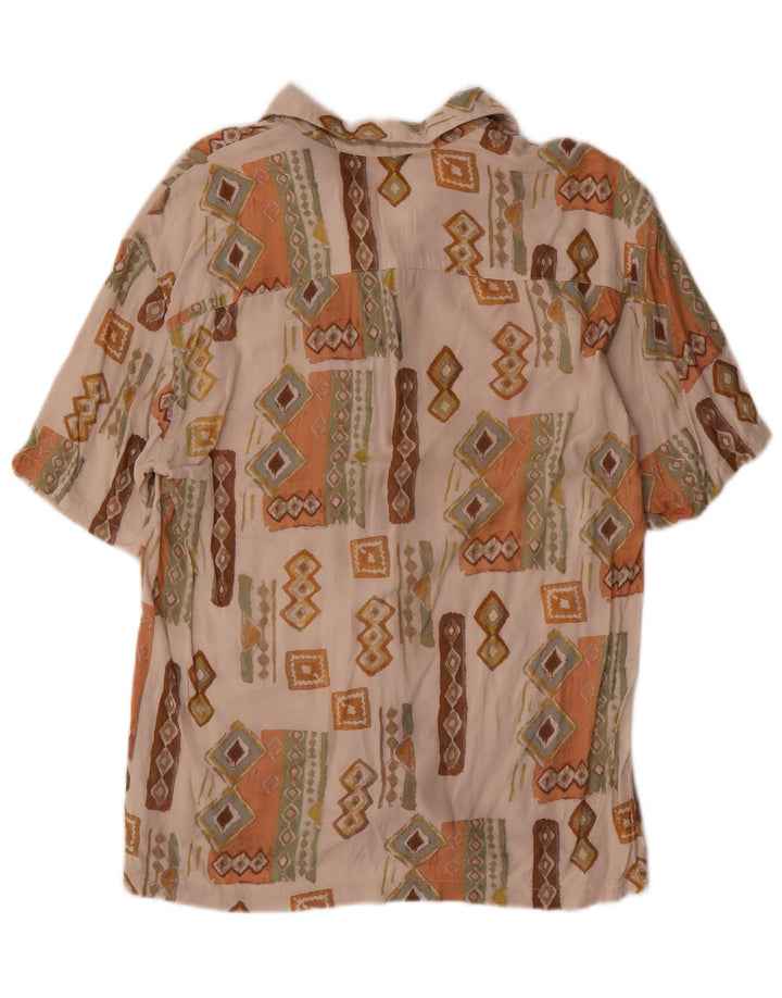 Camisa masculina de manga curta Pull & Bear XS bege geométrica