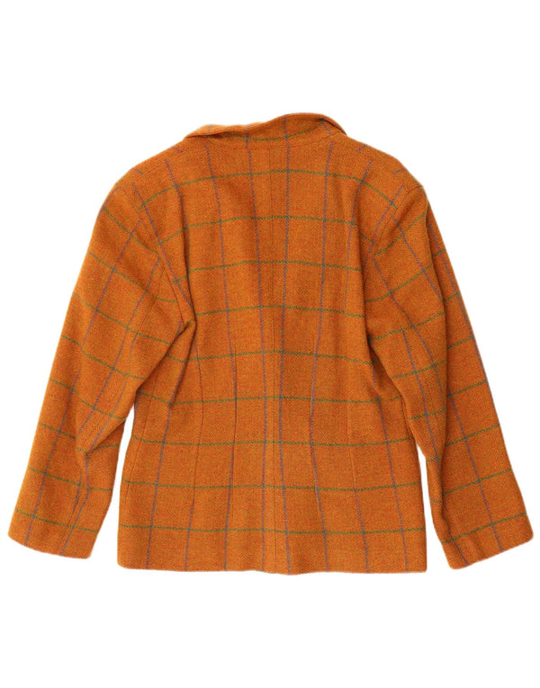 Jaqueta blazer feminina Penny Black com 2 botões Reino Unido 14 lã xadrez média laranja