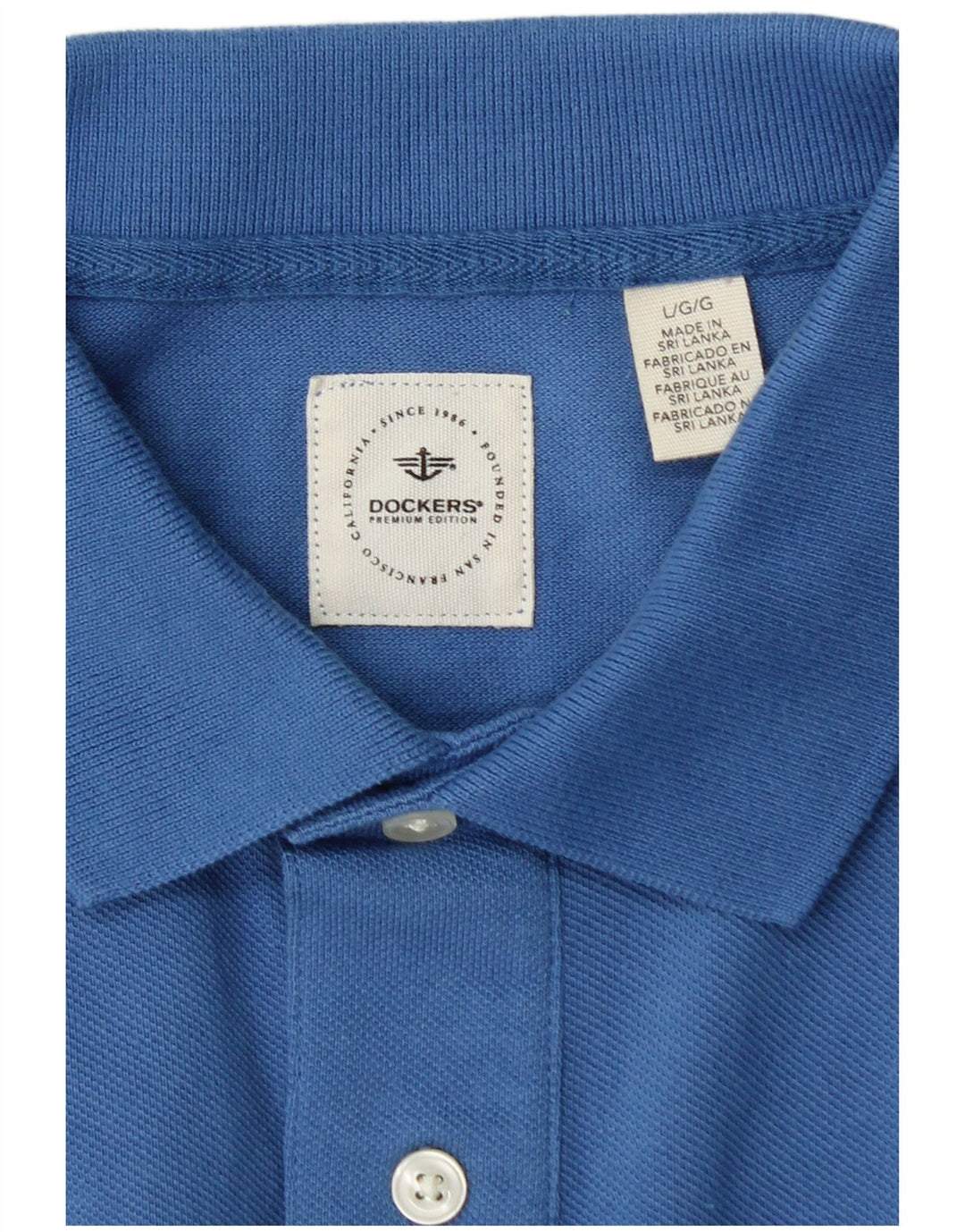 Camisa polo masculina DOCKERS grande algodão azul