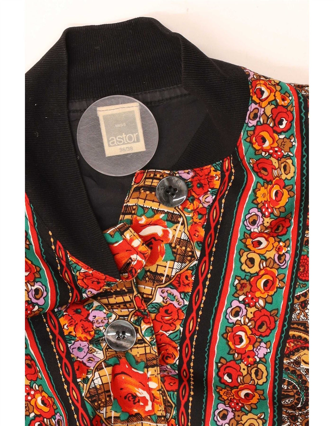 Jaqueta bomber feminina Astor de grandes dimensões UE 36/38 pequena multicolorida Paisley