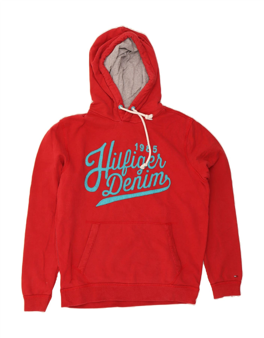TOMMY HILFIGER Mens Graphic Hoodie Jumper Large Red Cotton Vintage Tommy Hilfiger and Second-Hand Tommy Hilfiger from Messina Hembry 